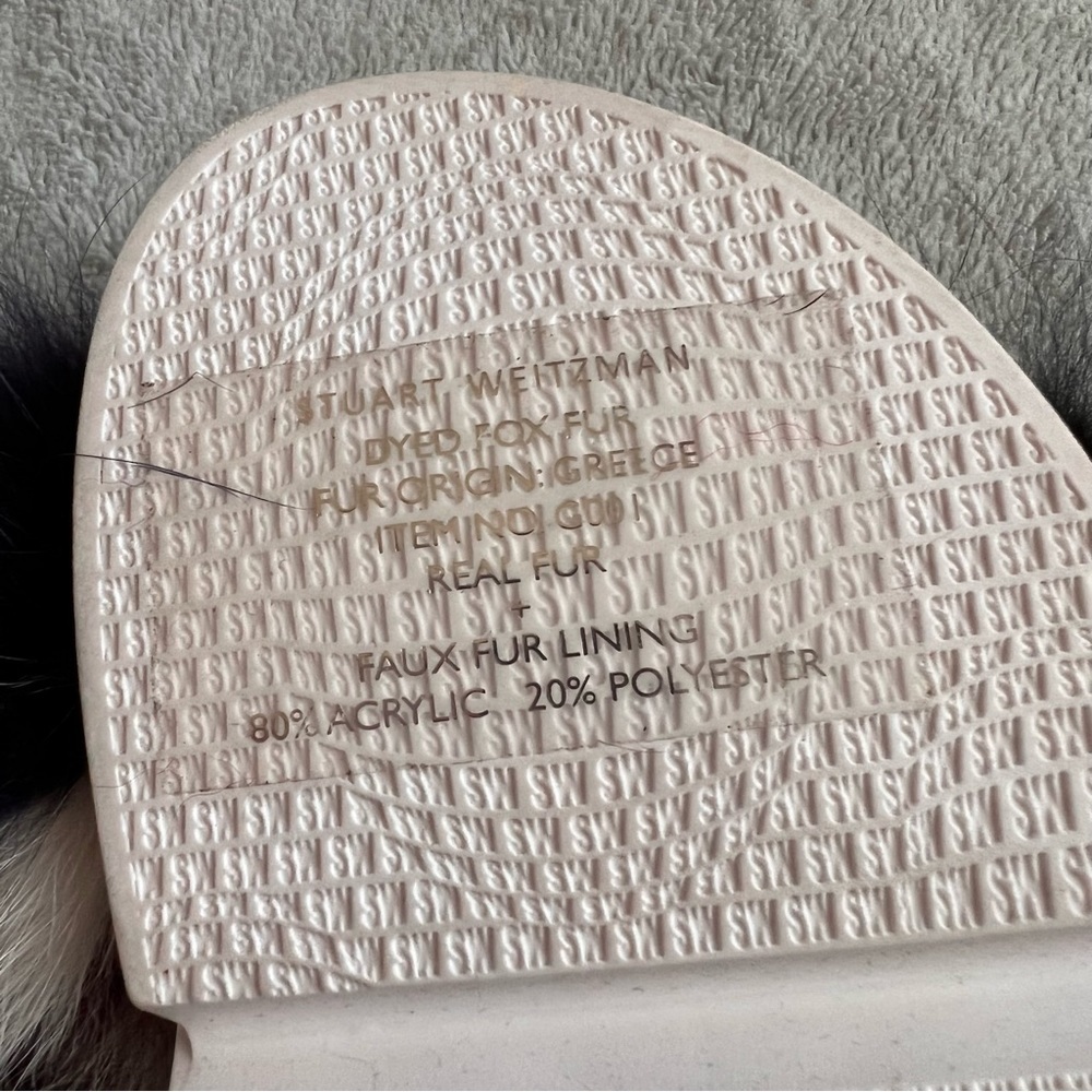 Stuart Weitzman Sublime Flat Fox Fur Leather Slide Sandal Carnival Furmania 8.5 - Picture 13 of 15